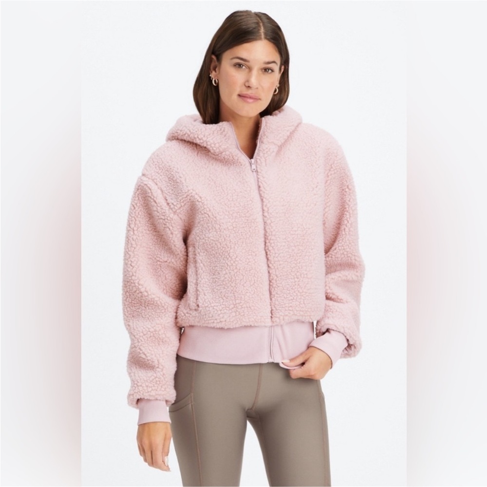 Fabletics Pink Sherpa Zip-Up Hoodie Jacket